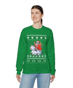 Santa Riding Cow Ugly Christmas Sweatshirt Womens