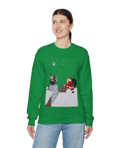 Santa Met The Thief On Chimney Ugly Christmas Sweatshirt Womens 10