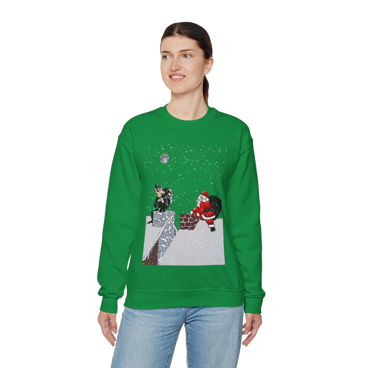 Santa Met The Thief On Chimney Ugly Christmas Sweatshirt Womens 4 Santa Met The Thief On Chimney Ugly Christmas Sweatshirt Womens - Image 4