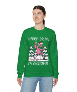 Funny Drunk Flamingo Ugly Christmas Sweatshirt Womens 11
