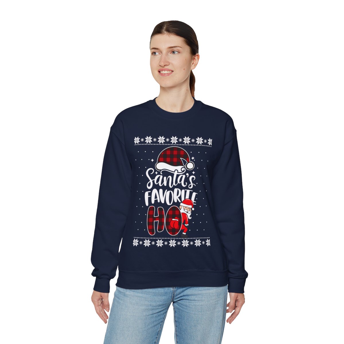 Santa Favorite HO Ugly Christmas Sweatshirt Womens 6 Santa Favorite HO Ugly Christmas Sweatshirt Womens - Image 6
