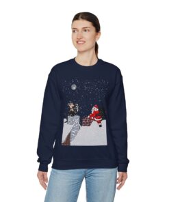 Santa Met The Thief On Chimney Ugly Christmas Sweatshirt Womens 12