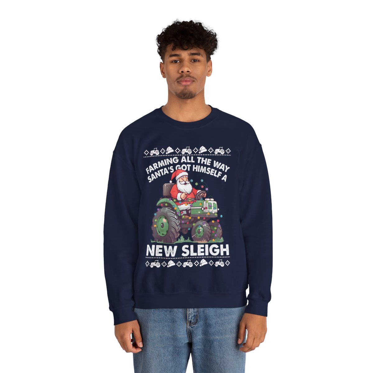 Santa Farm Truck Christmas Sleigh Christmas Sweatshirt For Men 6 Santa Farm Truck Christmas Sleigh Christmas Sweatshirt For Men - Image 6