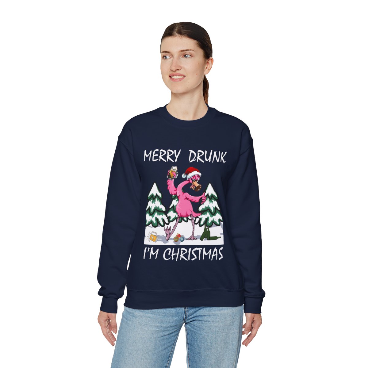 Funny Drunk Flamingo Ugly Christmas Sweatshirt Womens 7 Funny Drunk Flamingo Ugly Christmas Sweatshirt Womens - Image 7