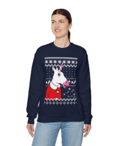 Pinky Unicorn Ugly Christmas Sweatshirt Womens