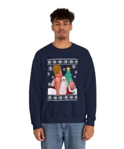 Santa With Sexy Girl Naughty Ugly Christmas Sweatshirts For Mens