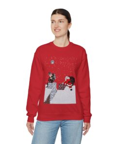 Santa Met The Thief On Chimney Ugly Christmas Sweatshirt Womens 13