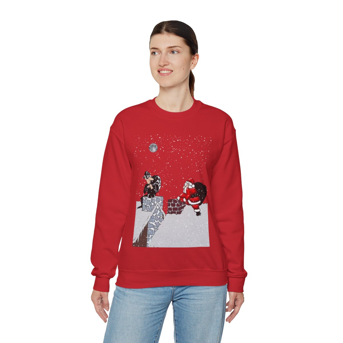 Santa Met The Thief On Chimney Ugly Christmas Sweatshirt Womens 7 Santa Met The Thief On Chimney Ugly Christmas Sweatshirt Womens - Image 7