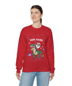 Santa Ride Hard Ugly Christmas Sweatshirt Womens