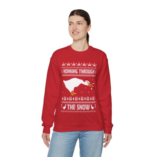 Honking Through The Snow Goose Ugly Christmas Sweatshirt Womens