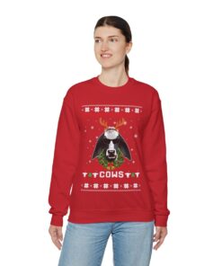 Dairy Cattle Cow Ugly Christmas Sweatshirt Womens