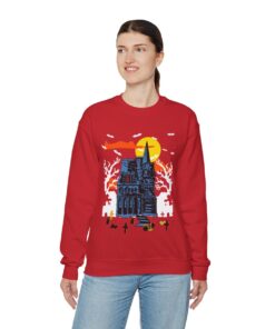 Haunted House Ugly Halloween Sweatshirt Womens