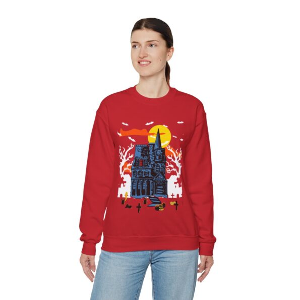 Haunted House Ugly Halloween Sweatshirt Womens