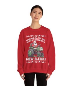 Santa Farm Truck Christmas Sleigh Ugly Christmas Sweatshirt Womens