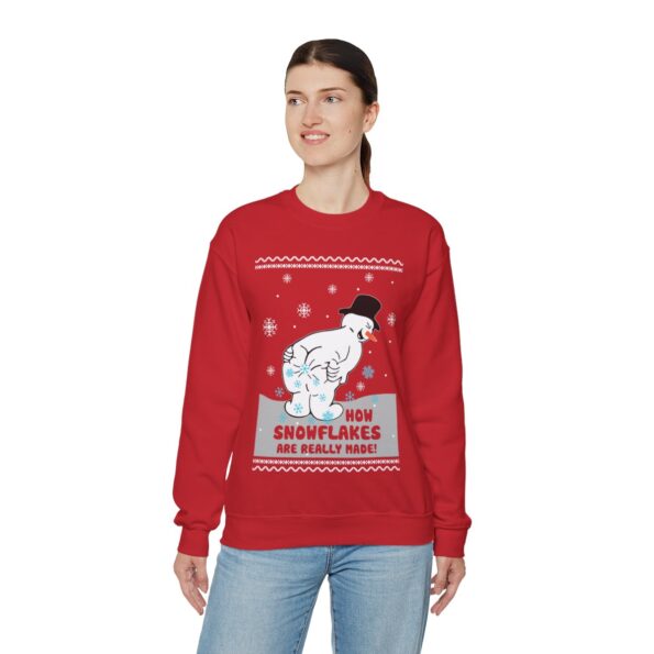 Snowman Making Snowflakes Ugly Christmas Sweatshirt Womens