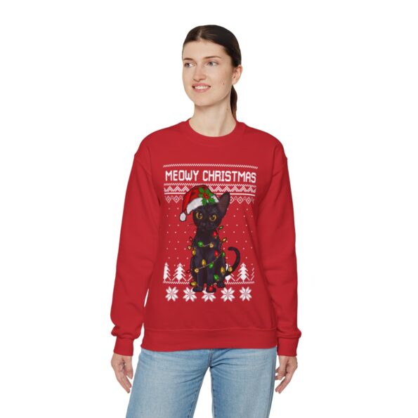 Meowy Christmas Cat Ugly Christmas Sweatshirt Womens