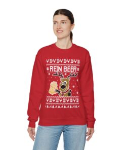 Rein Beer Reindeer Ugly Christmas Sweatshirt Womens