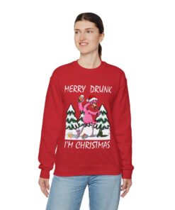 Funny Drunk Flamingo Ugly Christmas Sweatshirt Womens