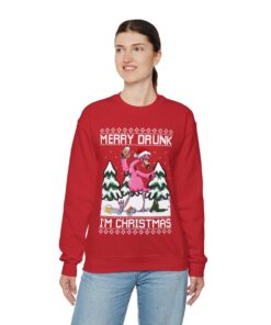 Funny Drunk Flamingo Ugly Christmas Sweatshirt For Women