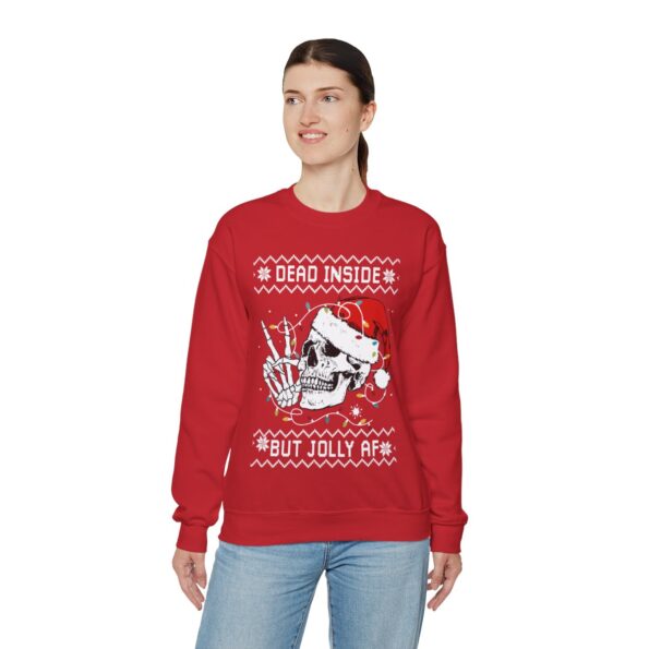Dead Inside Skeleton Jolly AF Funny Skeleton Ugly Christmas Sweatshirt Womens