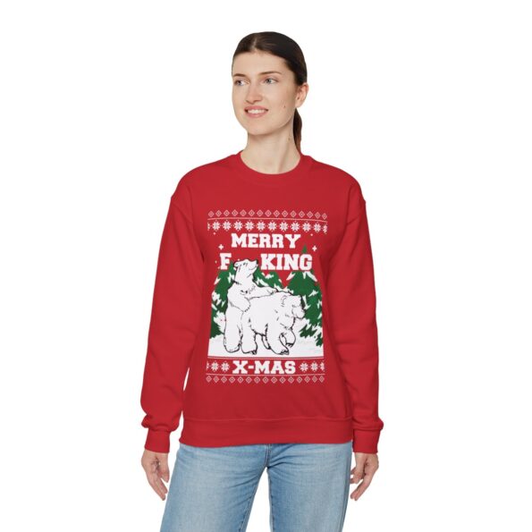 Merry Naughty Polar Bear Ugly Christmas Sweatshirt Womens