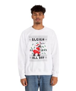 Alternative view of Sleigh All Day Santa Dancing North Pole Ugly Xmas Sweatshirt