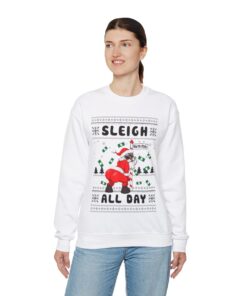 Alternative view of Santa Sleigh All Day Dirty Ugly Christmas Sweatshirt Womens