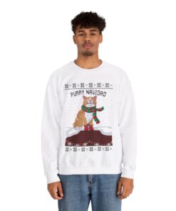 Alternative view of Feliz Navidad Cat Christmas Sweatshirt For Men