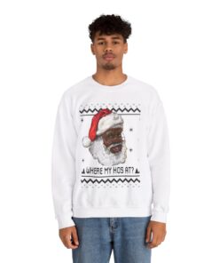 Alternative view of Black Santa Where My Hos At Christmas Sweatshirt For Men
