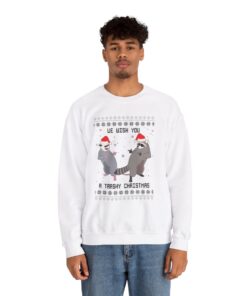 Alternative view of Merry Trashy Christmas Raccoon Opossum Ugly Xmas Sweatshirt