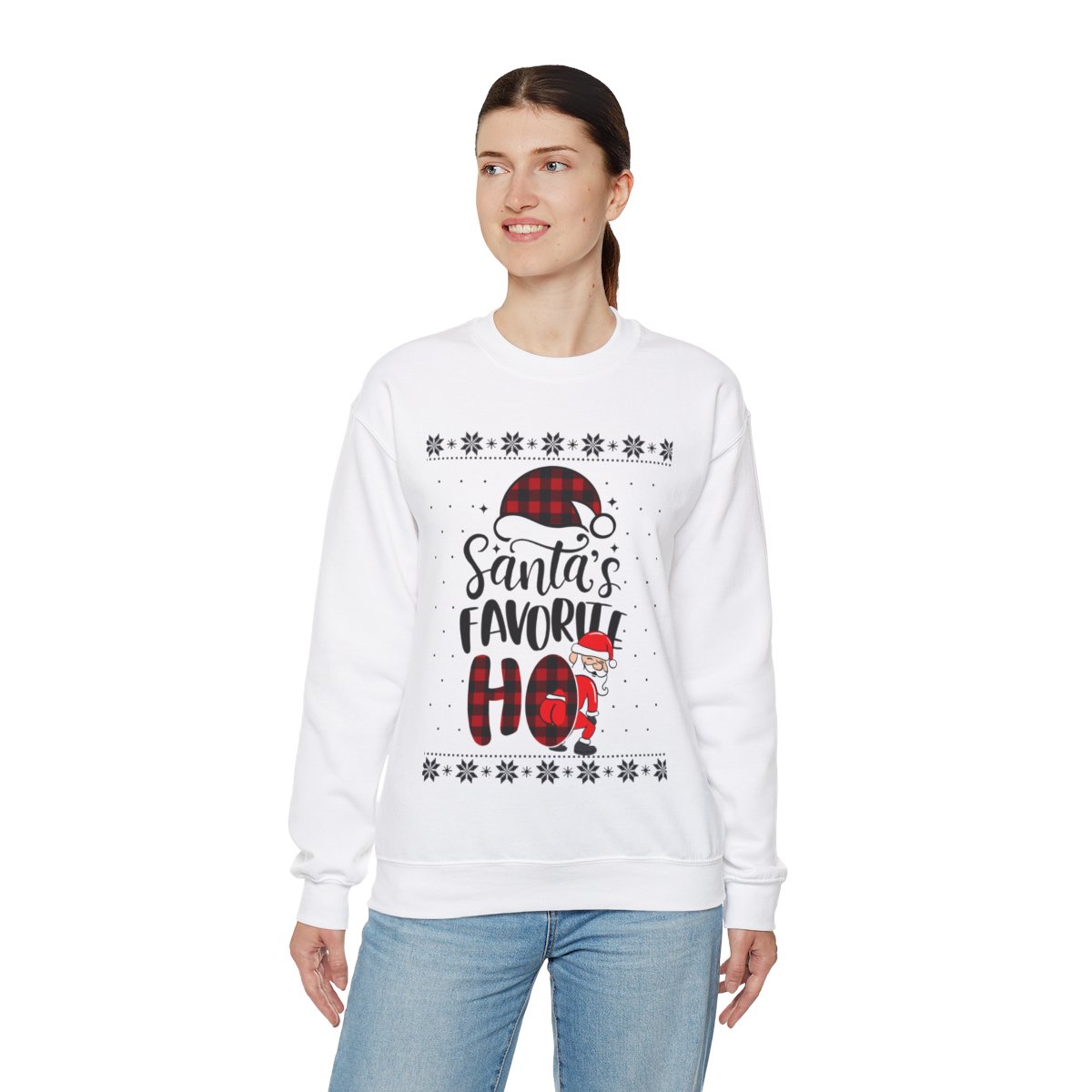 Santa Favorite HO Ugly Christmas Sweatshirt Womens 2 Santa Favorite HO Ugly Christmas Sweatshirt Womens - Image 2