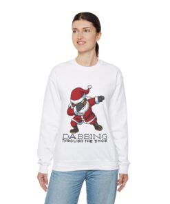 Alternative view of Dabbing Black Santa Ugly Christmas Sweatshirt Womens