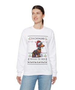 Alternative view of Dachshund Ugly Christmas Sweatshirt Womens