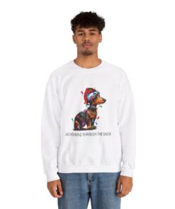 Alternative view of Dachshund Through The Snow Christmas Sweatshirt Ugly