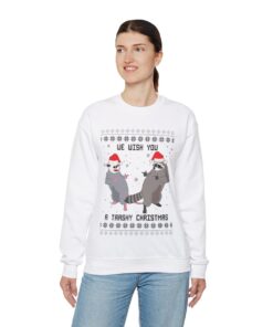 Alternative view of Raccoon Opossum Ugly Christmas Sweatshirt Womens