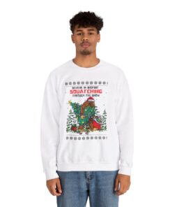 Bigfoot Squatching Through The Snow Ugly Xmas Sweatshirt
