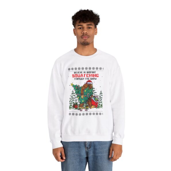 Bigfoot Squatching Through The Snow Ugly Xmas Sweatshirt