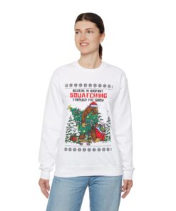 Alternative view of Bigfoot Christmas Tree Ugly Christmas Sweatshirt Womens