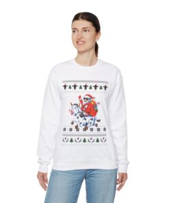 Alternative view of Santa Riding Cow Ugly Christmas Sweatshirt Womens