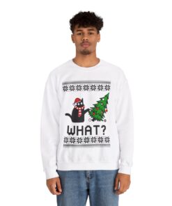 Alternative view of Funny Black Cat Christmas Sweatshirt For Men