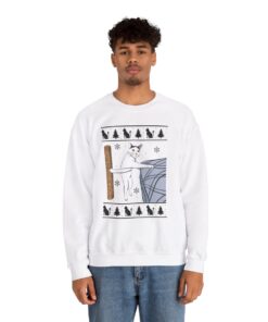 Alternative view of Funny Cat Meme Ugly Xmas Sweatshirt