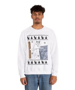 Alternative view of Funny Cat Christmas Sweatshirt For Men