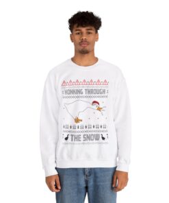 Alternative view of Honking Through The Snow Goose Christmas Sweatshirt For Men