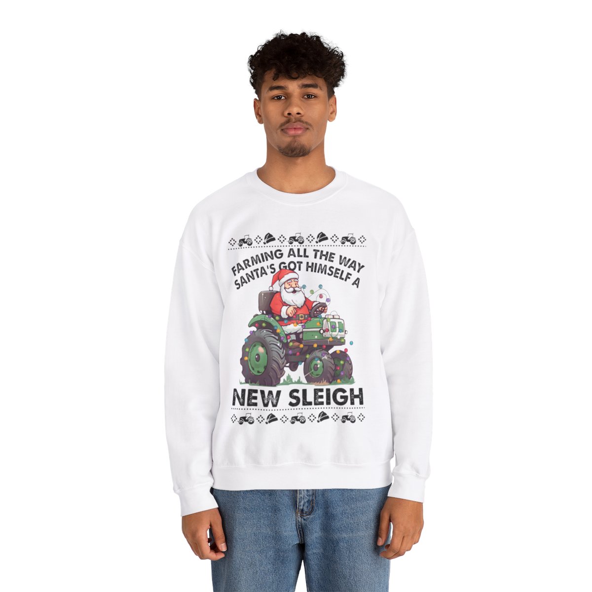 Santa Farm Truck Christmas Sleigh Christmas Sweatshirt For Men 2 Santa Farm Truck Christmas Sleigh Christmas Sweatshirt For Men - Image 2