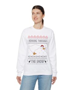 Alternative view of Honking Through The Snow Goose Ugly Christmas Sweatshirt Womens