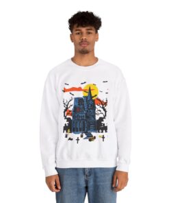 Alternative view of Haunted House Halloween Sweatshirt For Men