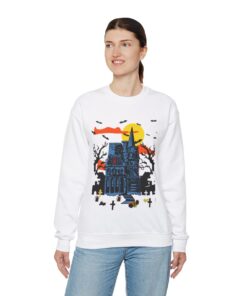 Alternative view of Haunted House Ugly Halloween Sweatshirt Womens