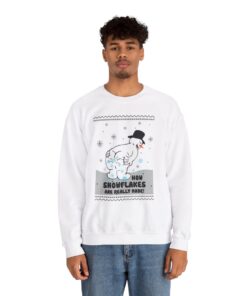Alternative view of Snowman Making Snowflakes Ugly Xmas Sweatshirt