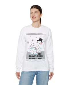 Alternative view of Snowman Making Snowflakes Ugly Christmas Sweatshirt Womens