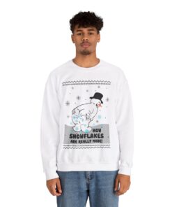 Alternative view of Snowman Making Snowflakes Christmas Sweatshirt For Men